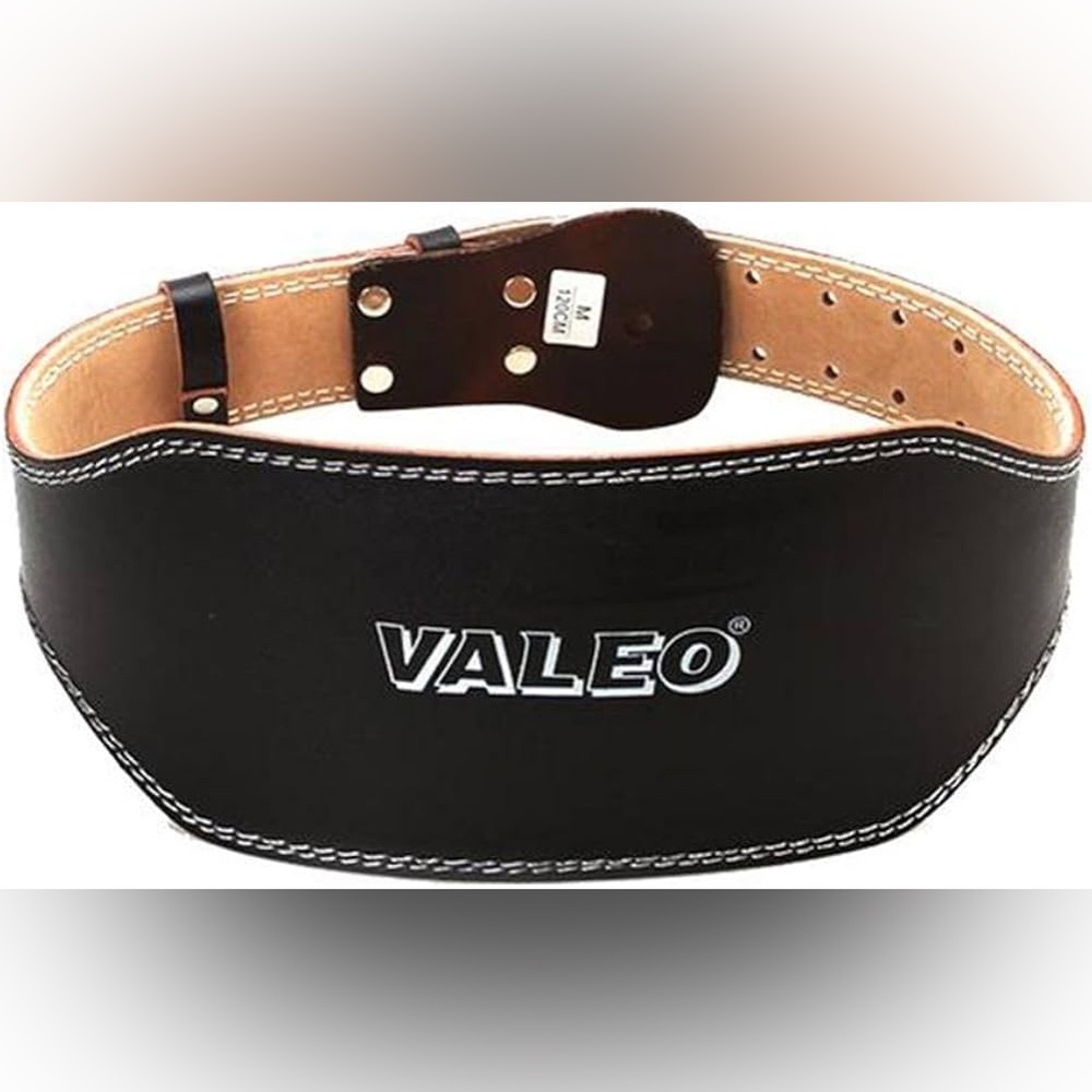 Black Leather Padded Weight Lifting Belt Back Support  Medium Valeo 45” Unisex